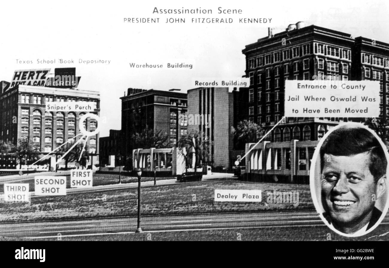 Dallas. Texas. Ubicazione della scena dove John Kennedy è stato assassinato durante un viaggio ufficiale. 1963 Stati Uniti archivi nazionali. Washington Foto Stock