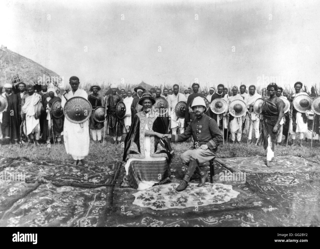Il comandante Marchand e un abissino Ras dopo Fachoda 1898 Etiopia - colonizzazione Foto Stock