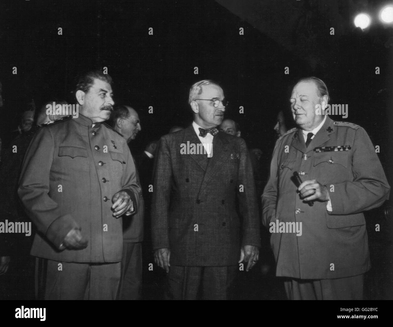 Conferenza di Potsdam. Truman, Stalin e Churchill 1945 II Guerra Mondiale degli archivi nazionali - Washington Foto Stock