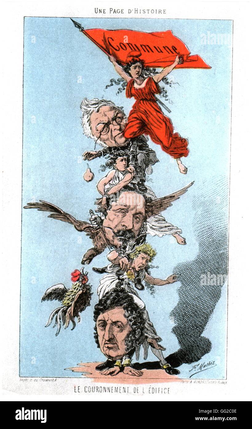 Comune di Parigi. Allegoria del F. Mathis. Thiers e Napoleone III sono per essere visto 1871 Francia Foto Stock