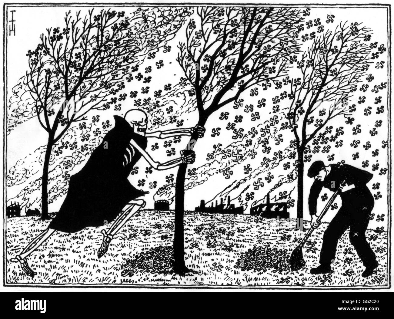 Vignetta satirica da Heinrich Heine. Il tedesco autunno 1944 Germania - WarSecond Guerra Mondiale Foto Stock