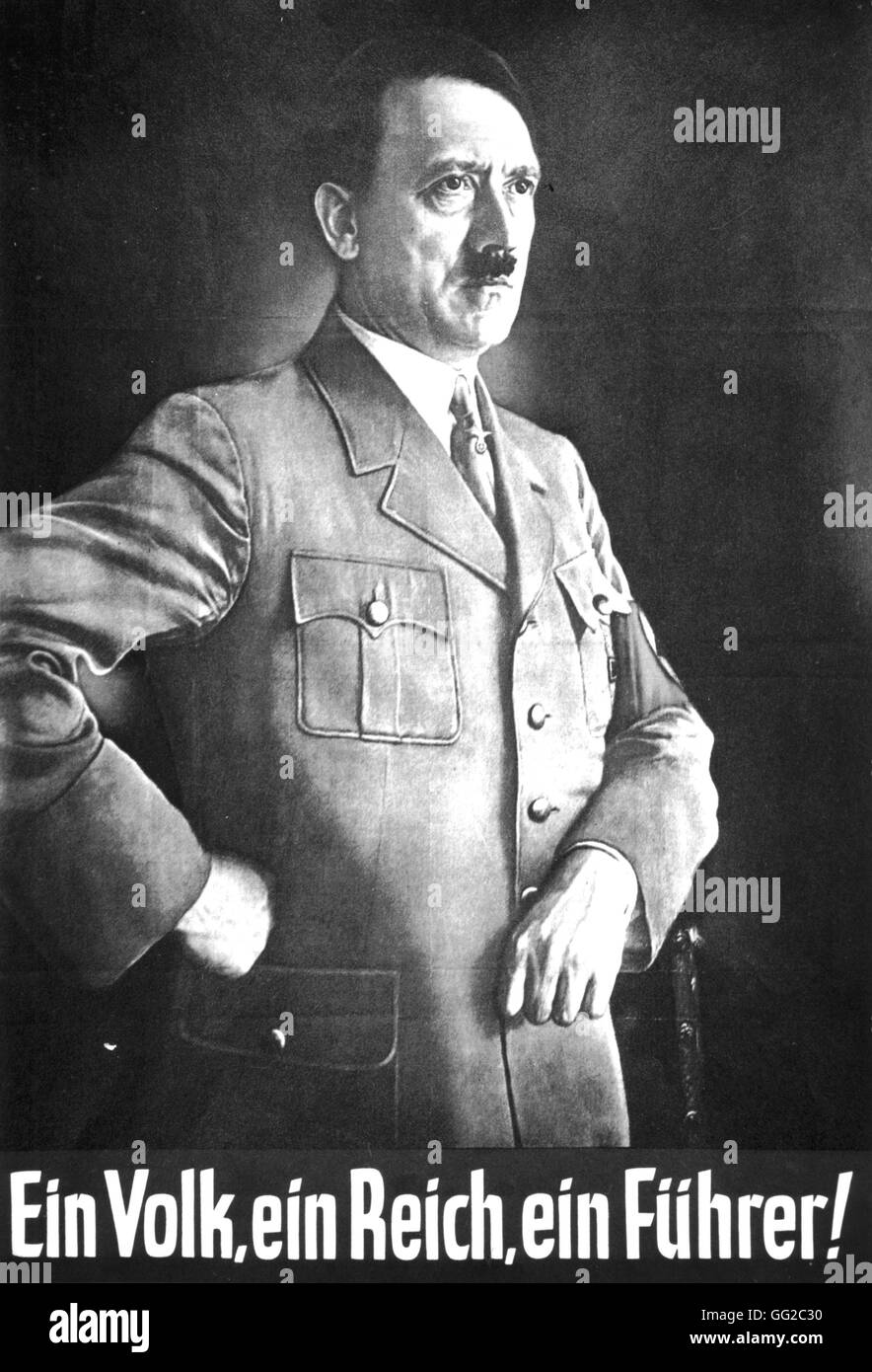 Poster di propaganda. "Un popolo, una terra, un Führer !" 1938-1939 Germania Foto Stock