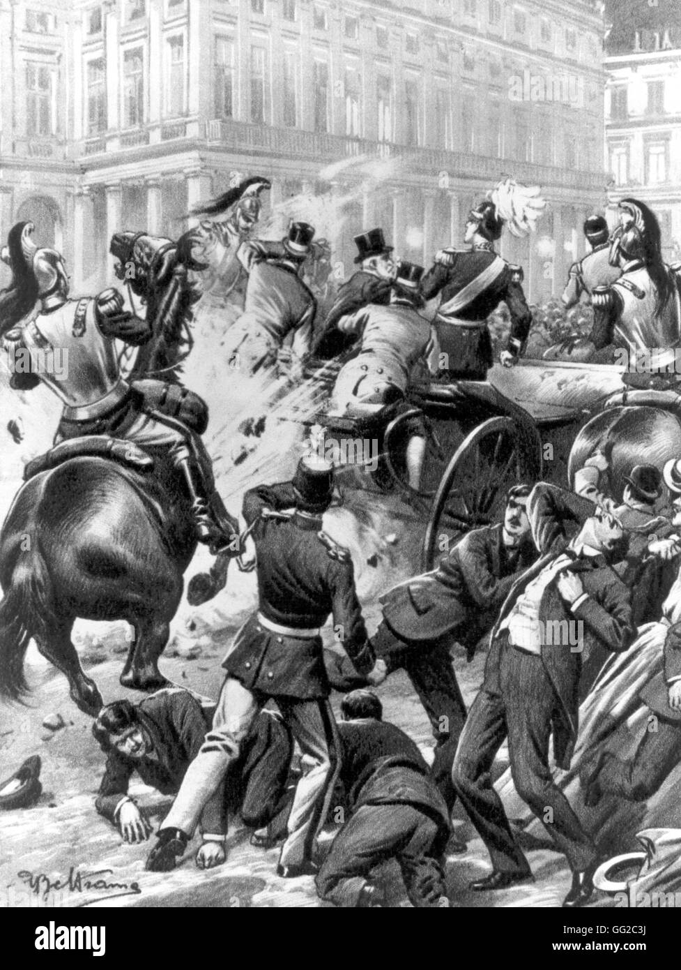 Parigi. Attacco anarchico contro il re di Spagna Alfonso XIII 1905 Francia Foto Stock