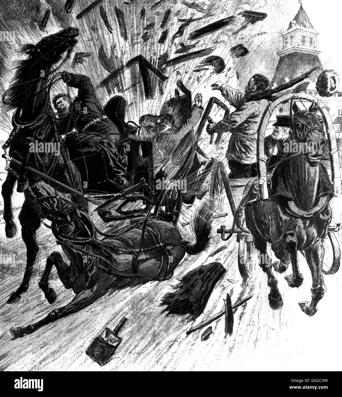 Attacco anarchico. Il Granduca Serge ucciso in un attentato dinamitardo a Mosca Russia 1905 Foto Stock