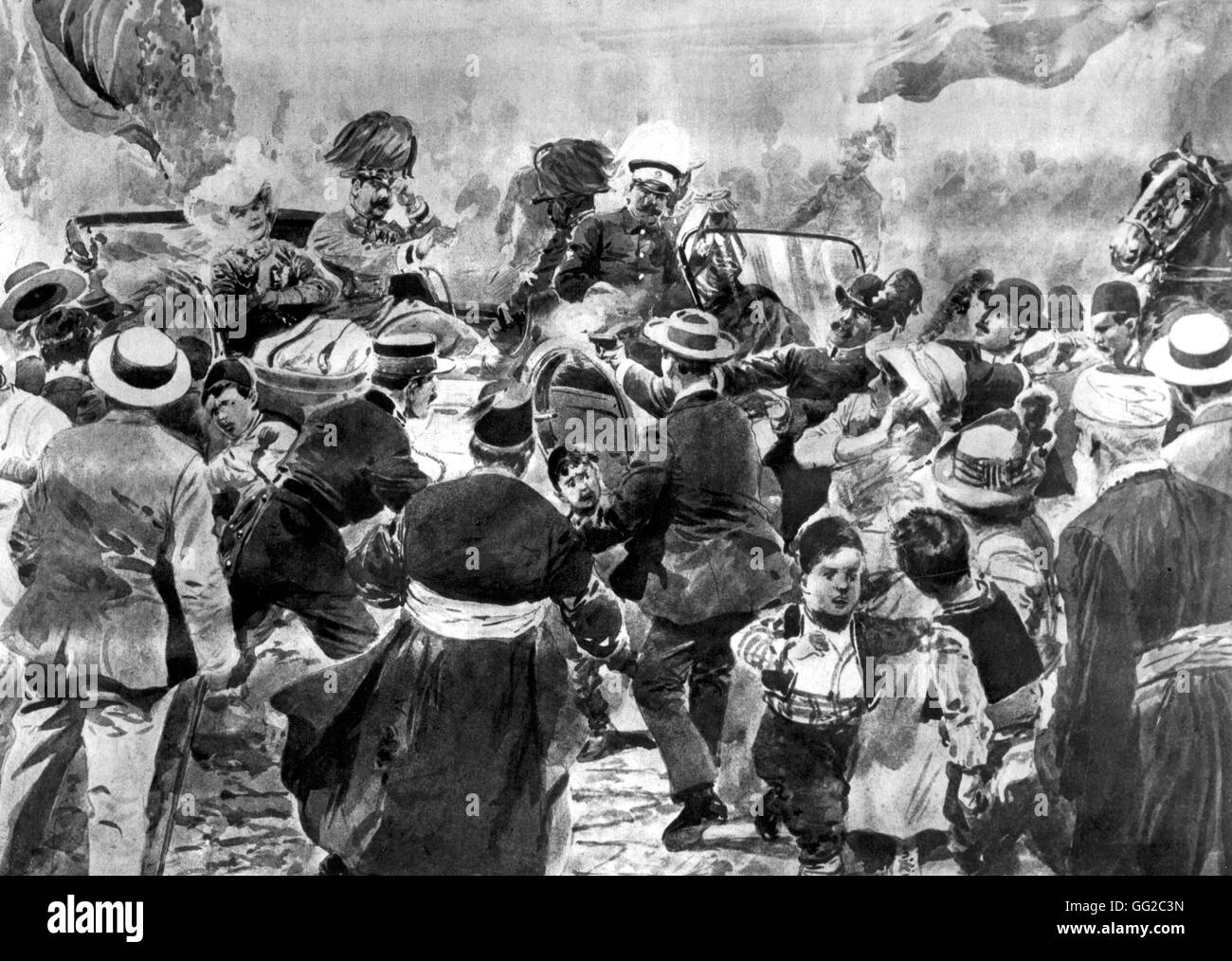 L'assassinio dell'arciduca Francesco Ferdinando di Austria a Sarajevo. Questo assassinio scatenata la guerra mondiale I Giugno 28, 1914 La Jugoslavia Foto Stock