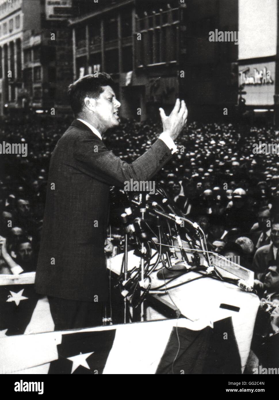 Kennedy di New York, 7th Avenue, durante la sua campagna elettorale 1960 Stati Uniti archivi nazionali. Washington Foto Stock