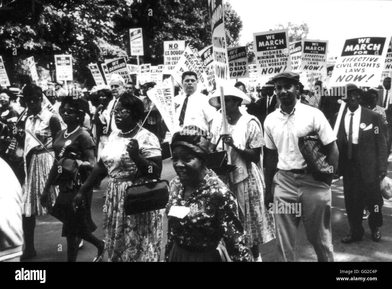 Manifestazione a Washington, che ha raccolto 200.000 neri e bianchi, e durante la quale il Presidente Kennedy ha annunciato un programma a favore dei diritti civili Agosto 1963 Stati Uniti archivi nazionali. Washington Foto Stock
