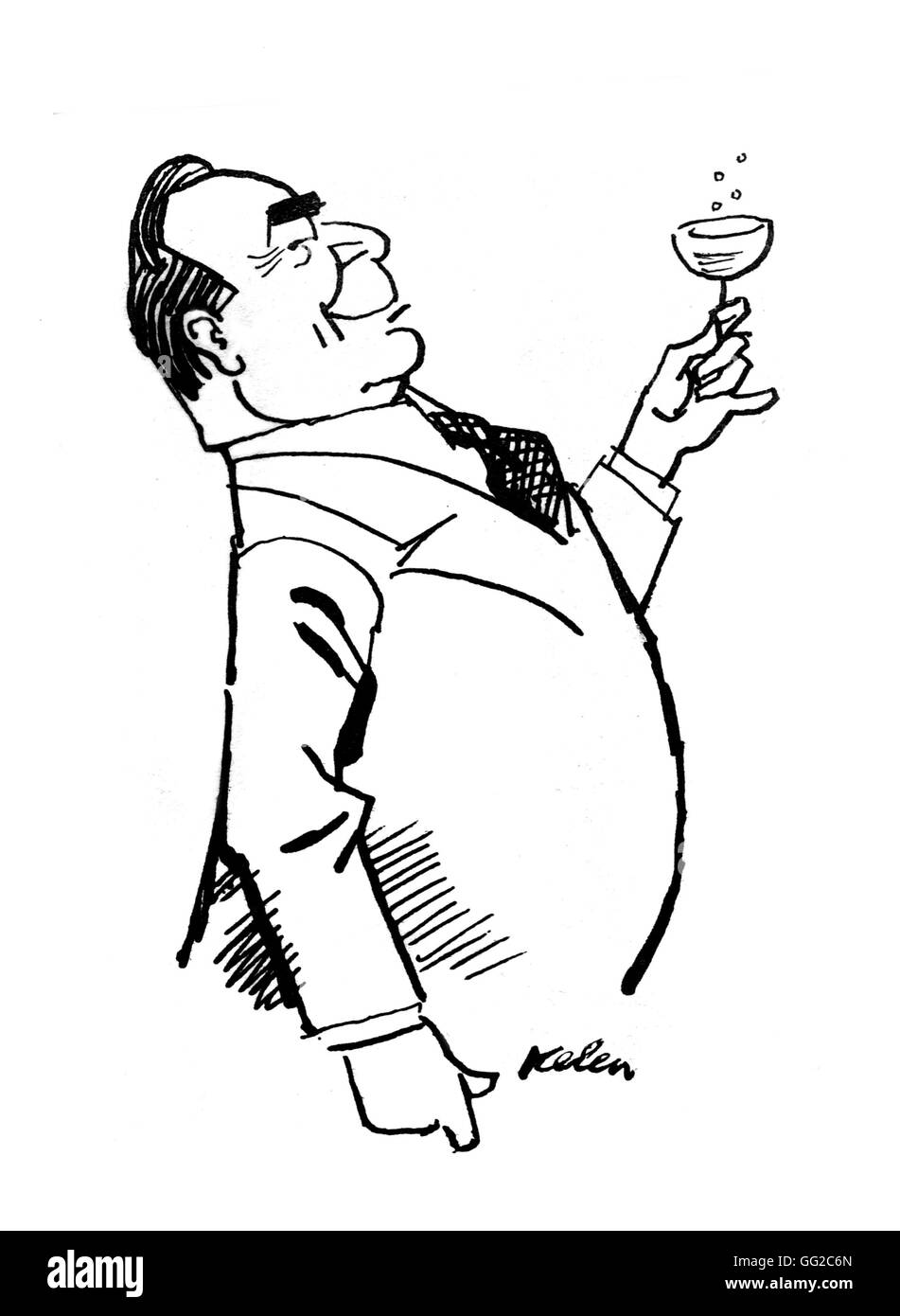 La caricatura di Leonid Brejnev Ilitch (1906-1982) Disegno di Kelen xx secolo U.R.S.S. Foto Stock