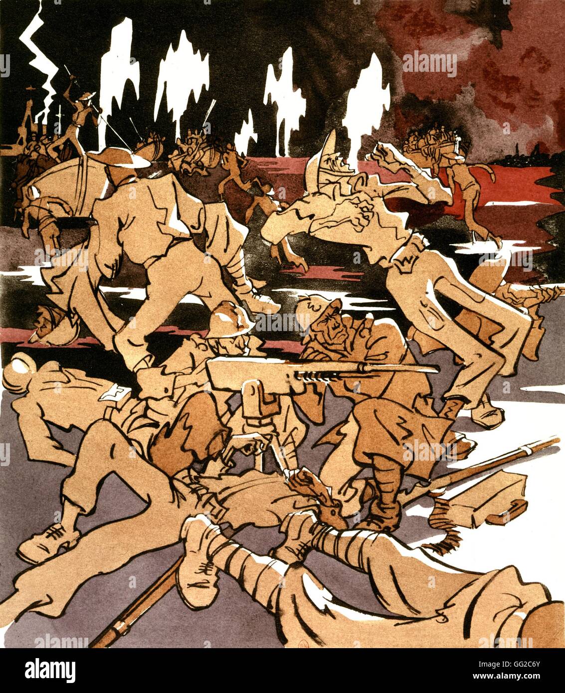 Cartoon satirico dal coro: Dunkerque Giugno 1940 Francia - II Guerra Mondiale di Parigi. Bibliothèque nationale Foto Stock