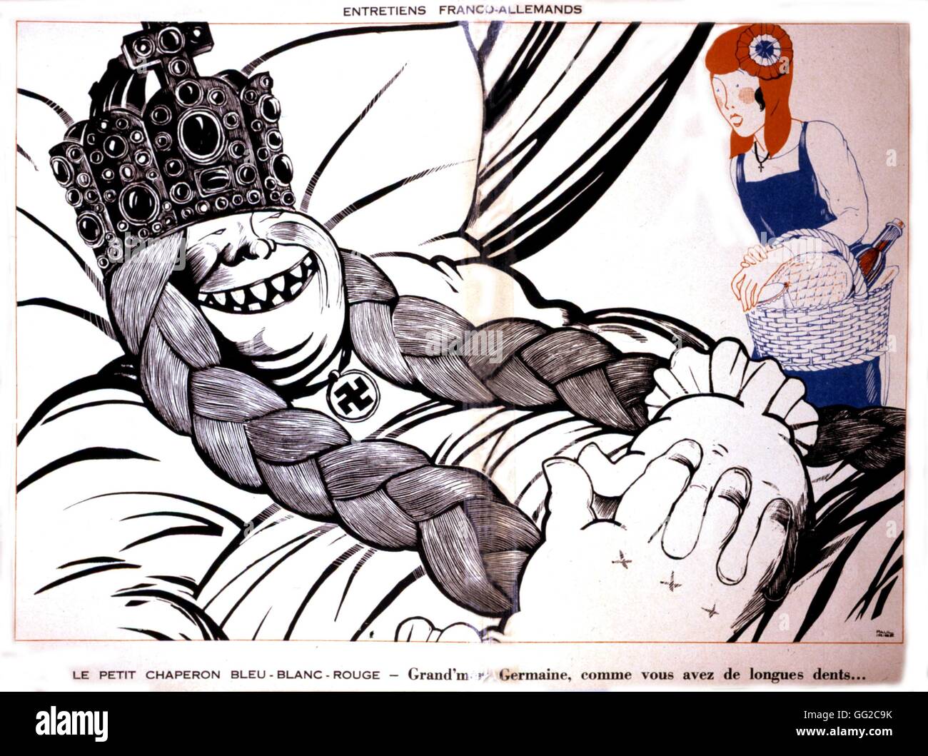 Disegno di Paul Iribe, colloqui franco-tedesco 1934 Francia Foto Stock