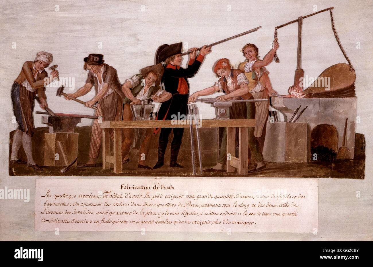 Jean-Baptiste Lesueur scuola francese fucili di fabbricazione tra 1792 e 1794 Gouache su cartone (36 x 53,5 cm), Parigi, Museo Carnavalet Foto Stock