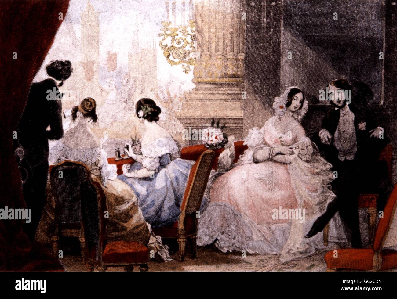 Eugène Lami, interni di un opera casella del XIX secolo in Francia Foto Stock