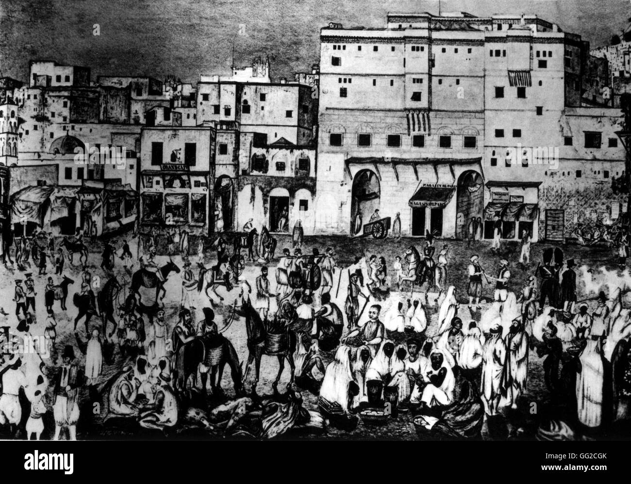 La Place Royale a Algeri Algeria. La colonizzazione 1832 Foto Stock