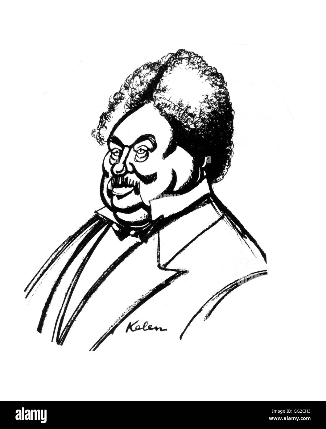 La caricatura da Kelen, Ritratto di Alexandre Dumas père del XX secolo in Francia Foto Stock