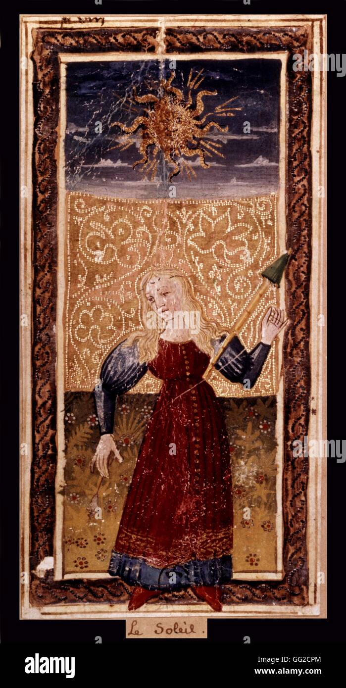 Charles VI Tarocchi gioco di carte. Sun Medioevo Francia Foto Stock
