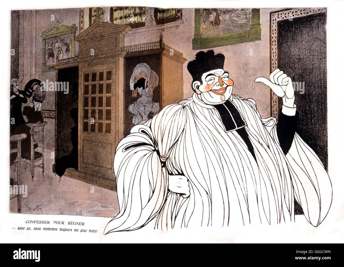 Francia disegno di Poncet in "L'assiette au beurre", rivista Dicembre 9, 1905. La caricatura circa la separazione della chiesa e dello stato. Foto Stock