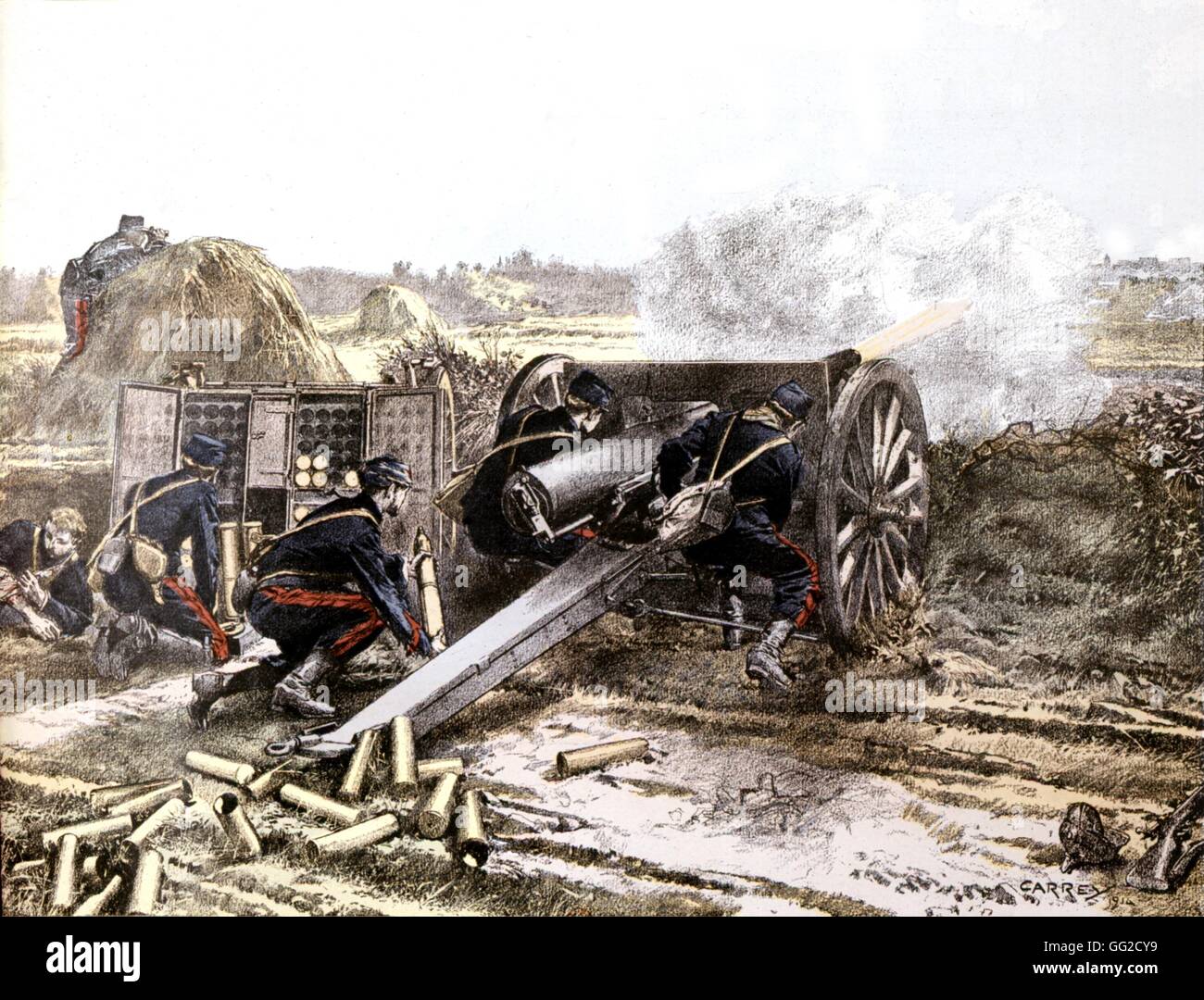 Incisione in lode dell'artiglieria francese la terribile 75 mm la pistola del XX secolo in Francia - La Prima Guerra Mondiale Foto Stock