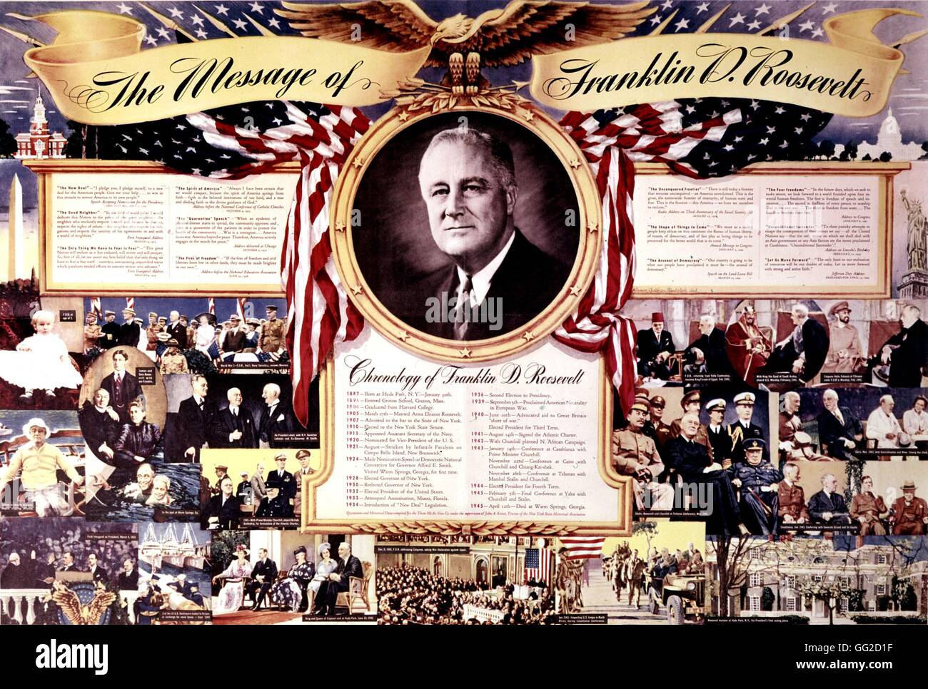 Vita di Franklin D. Roosevelt (1882-1945). Egli è stato eletto presidente degli Stati Uniti in 1933, rieletto nel 1940 e 1944 del XX secolo negli Stati Uniti Foto Stock