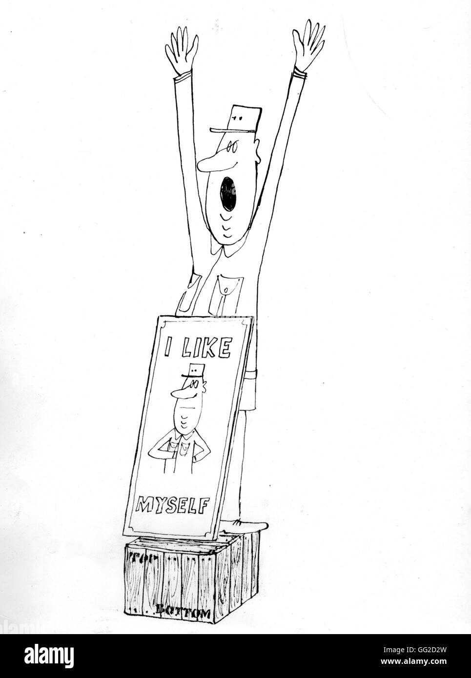 La caricatura da Siné circa De Gaulle: "Mi piace di me' Aprile 1960 Francia Parigi e alla Bibliothèque Nationale Foto Stock