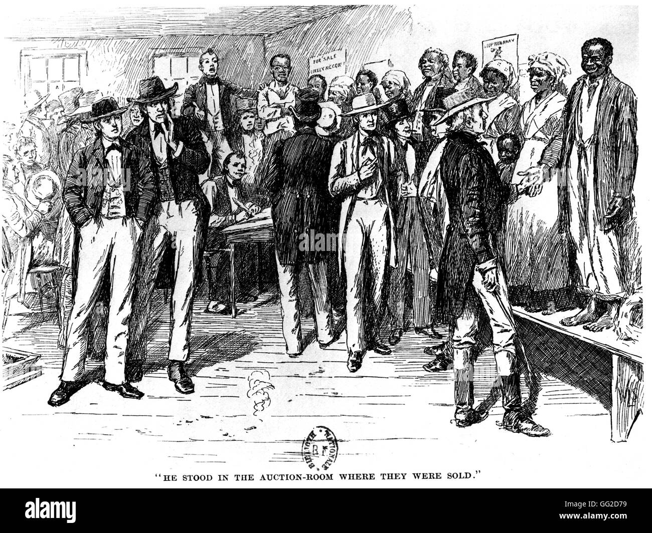 Uno slave vendita durante il Lincoln del diciannovesimo tempo Stati Uniti Parigi. Biblioteca nazionale Foto Stock
