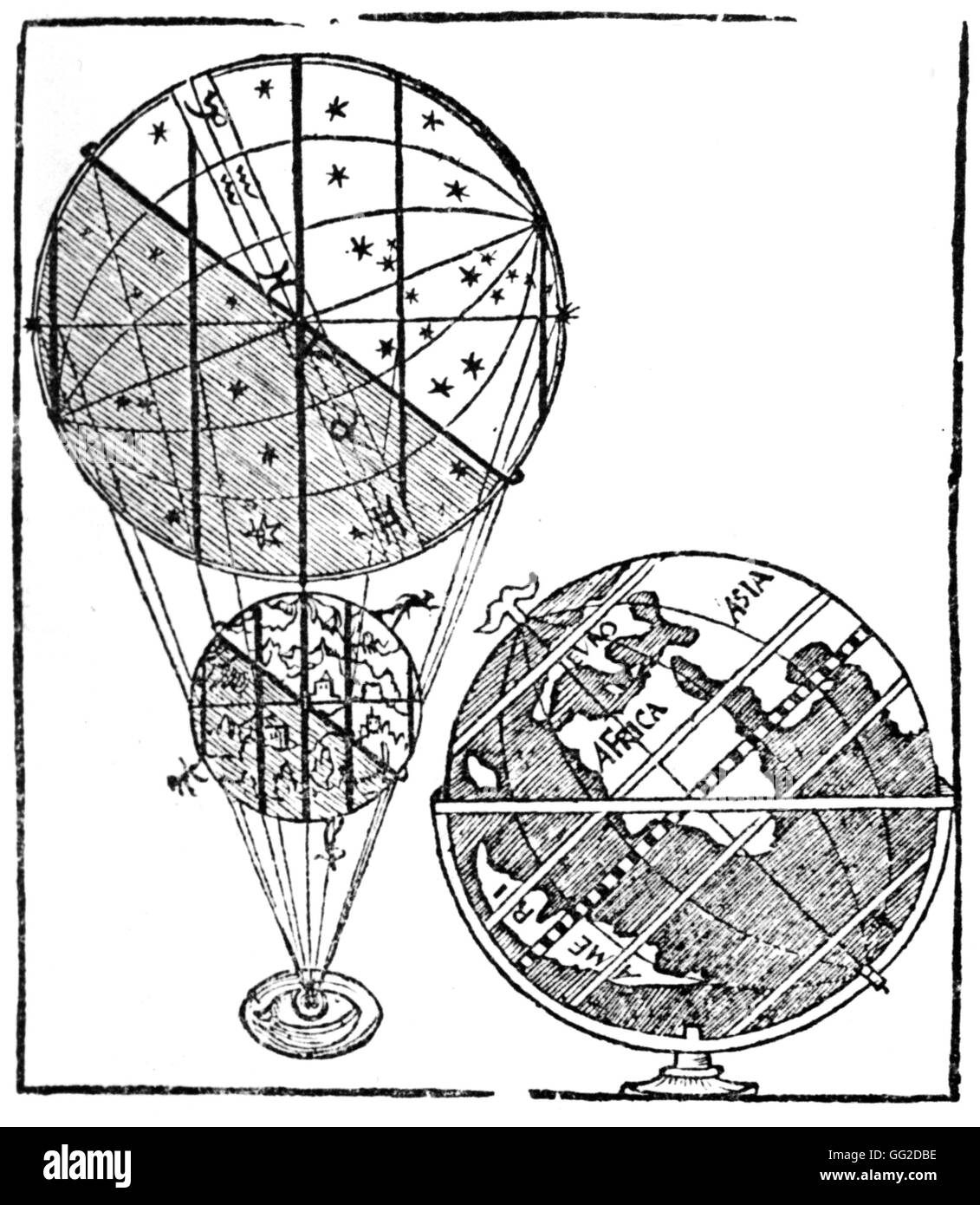 Visualizzazione globo da Apiano 1524 Parigi. Biblioteca nazionale Foto Stock