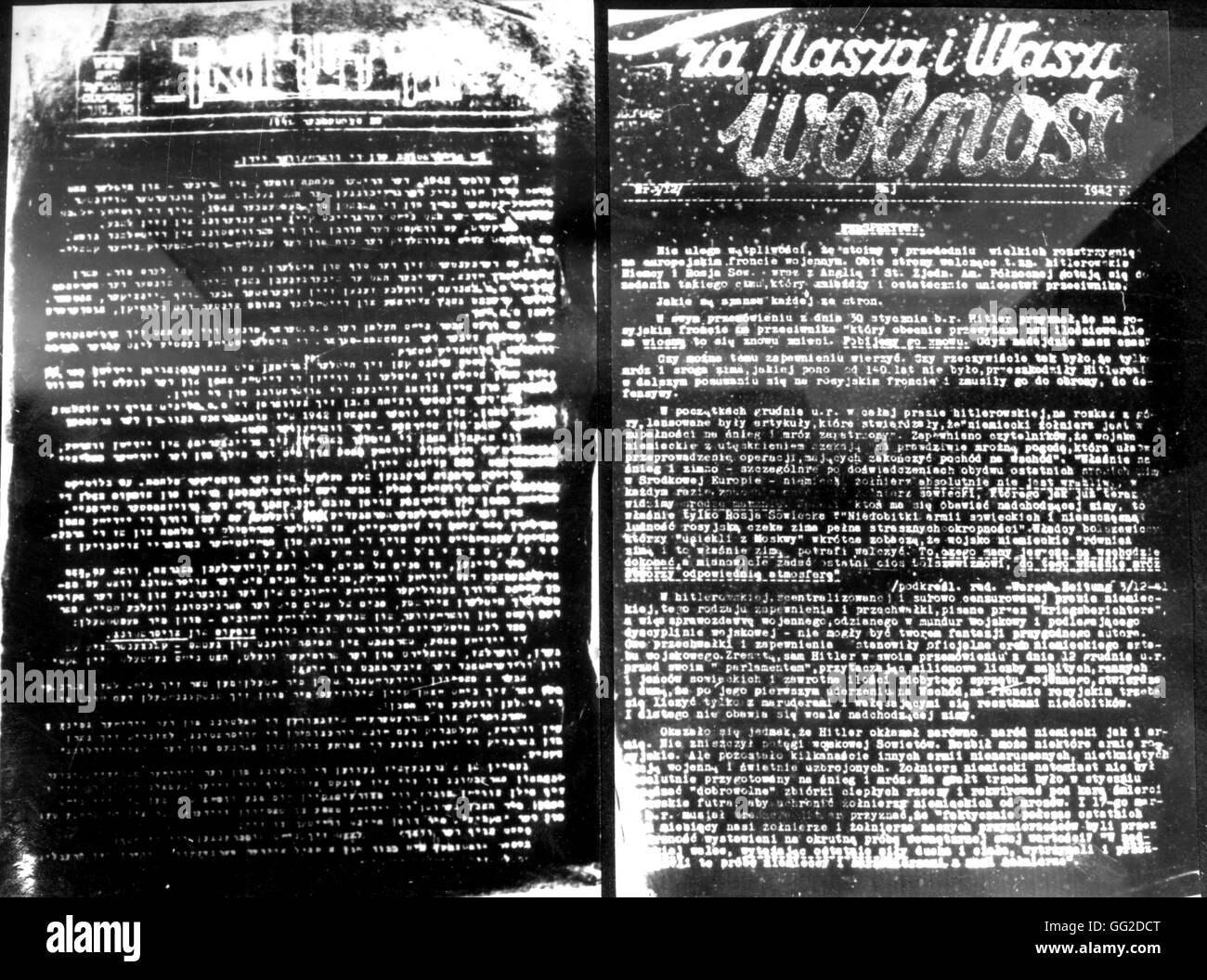 Il ghetto di Varsavia. Il ghetto segreta della pressa. Title : "Per la nostra libertà e la vostra" xx Polonia - II Guerra Mondiale ebraica Centro di documentazione Foto Stock