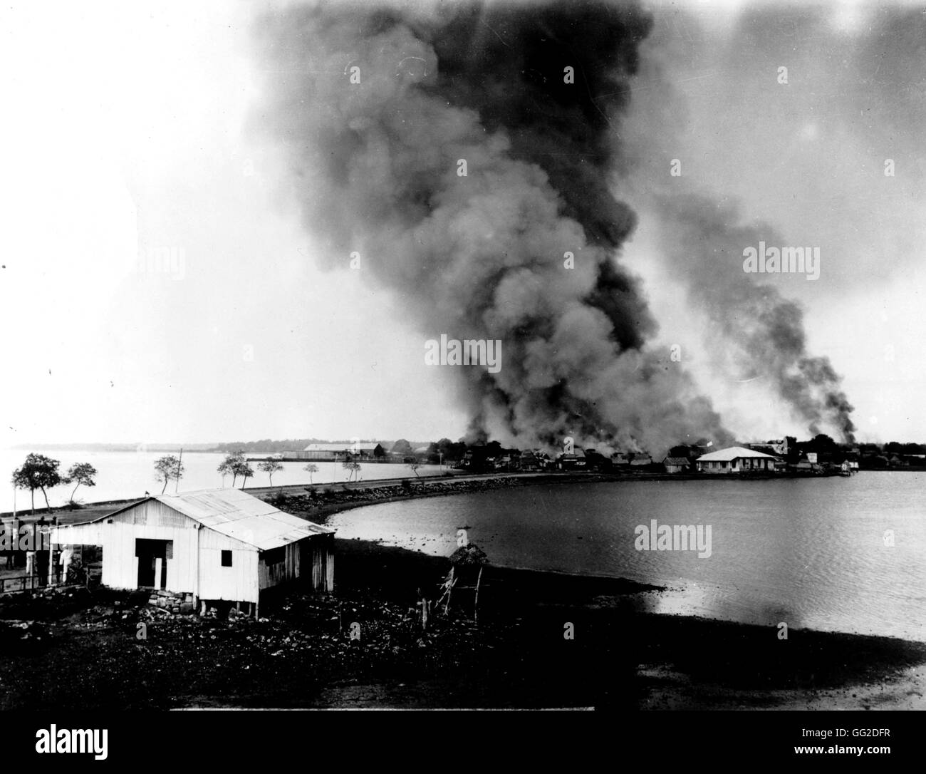 Incendio in San Roque, Filippine 1899 guerra Hispano-American Washington. La biblioteca del congresso Foto Stock