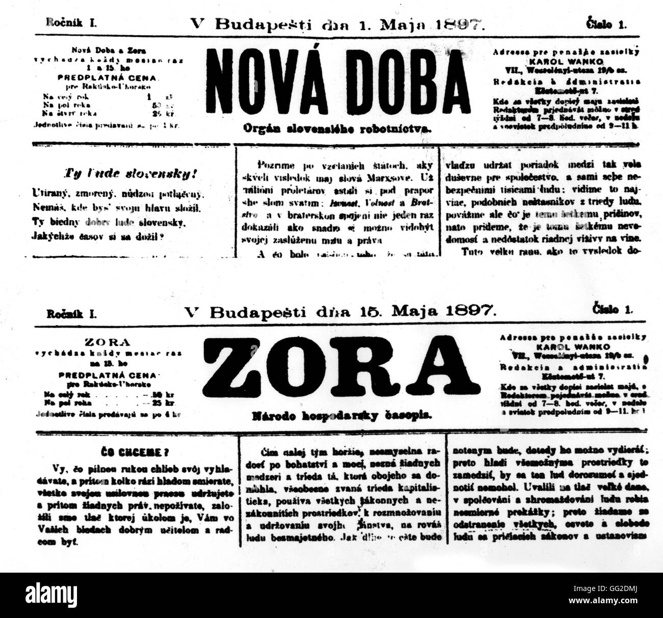 Le prime edizioni della prima Repubblica Ceca giornale socialista 1897 Cecoslovacchia Parigi. Biblioteca nazionale Foto Stock