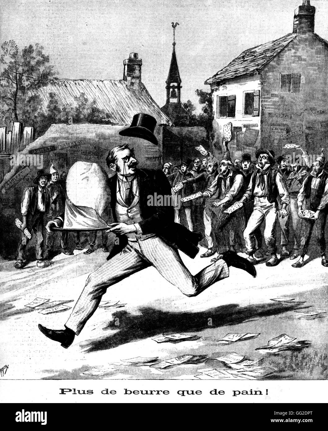 Più burro di pane!: Un vice tornando sulle sue promesse che ha fatto durante la campagna elettorale 1893 Francia Parigi. Archivi Nazionali Foto Stock