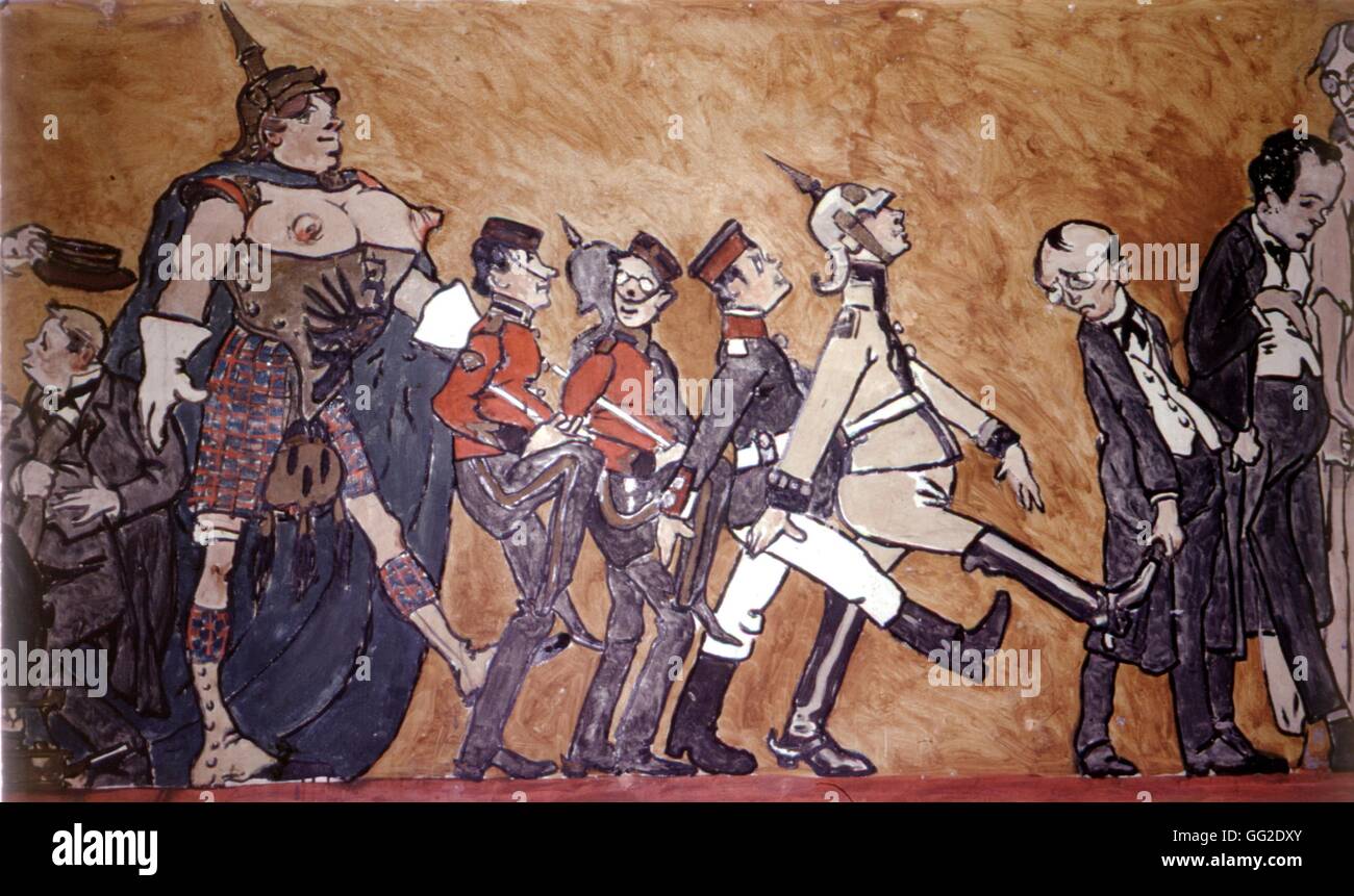 F. Poncet affresco della Ecole normale supérieure (francese grande école per la formazione degli insegnanti) (dettaglio). La cultura francese contro la cultura tedesca 1909 Francia Foto Stock