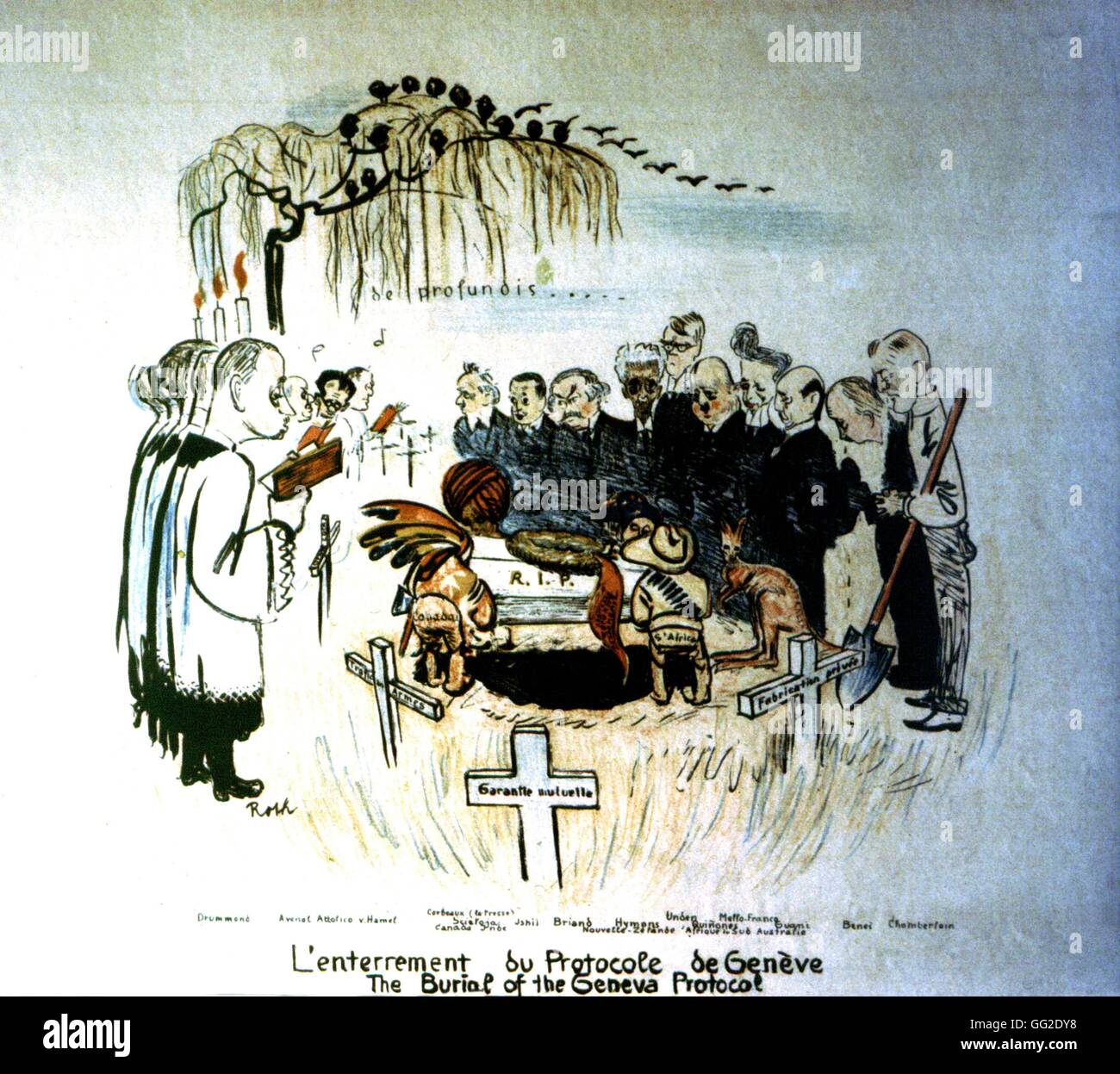 La caricatura da Roth sepoltura del protocollo di Ginevra del xx secolo lega delle nazioni Foto Stock