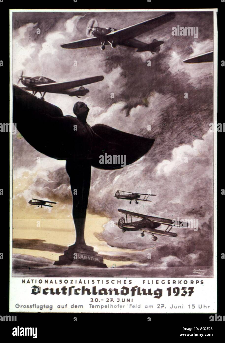 Poster di propaganda nella Germania nazista per la gloria di aviazione National-Socialist Corps 1937 Germania Foto Stock