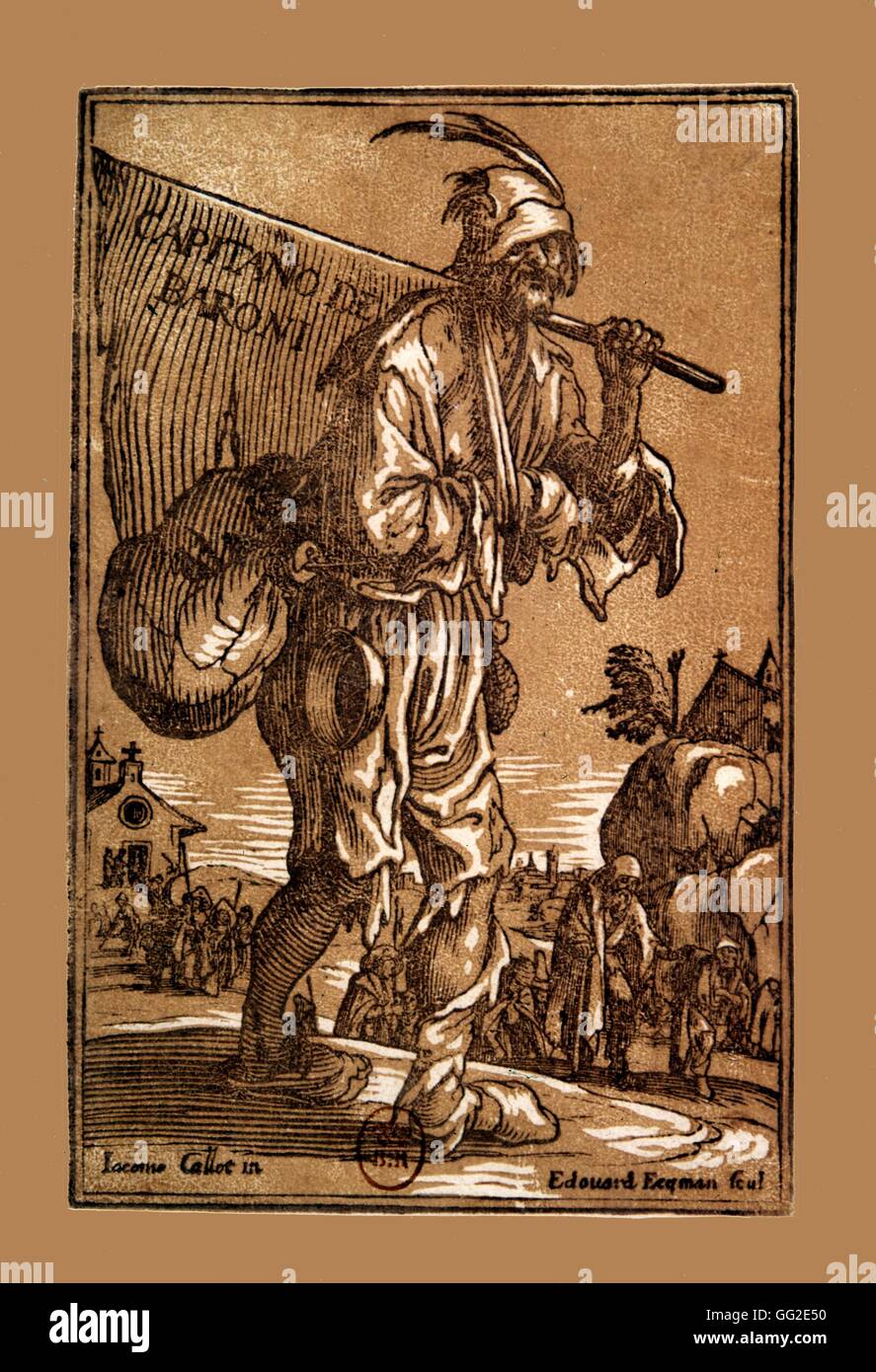 Incisione di Jacques Callot povertà e disgrazie degli agricoltori il XVII secolo in Francia Foto Stock