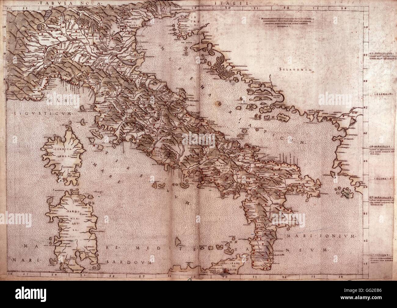 Claudio Tolomeo: Mappa di Italia 1507 Italia Londra, British museum Foto Stock