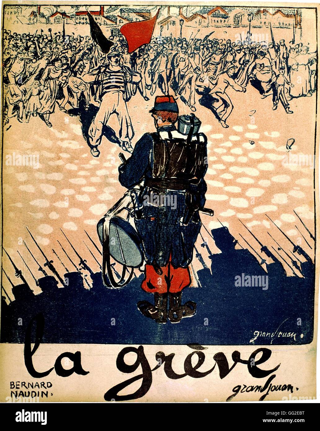 Disegno Grandjouan: lo sciopero 1907 Francia Foto Stock