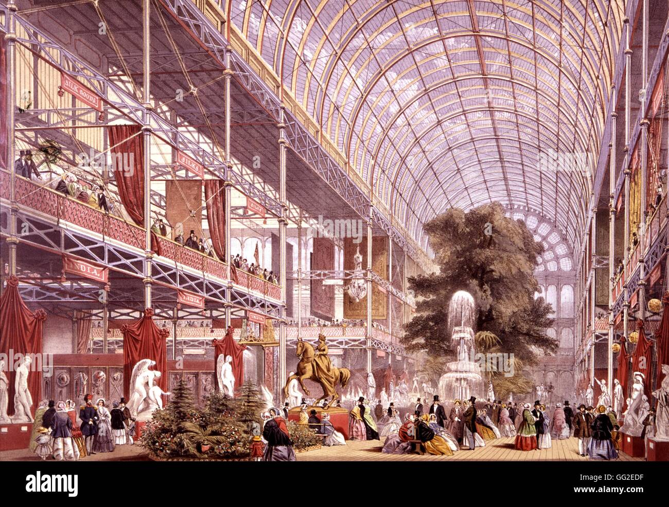 La regina Vittoria e il Principe Alberto inaugurando il Grande 1851 mostra. Il Palazzo di Cristallo (dettaglio) 1851 Inghilterra London, Victoria and Albert museum Foto Stock