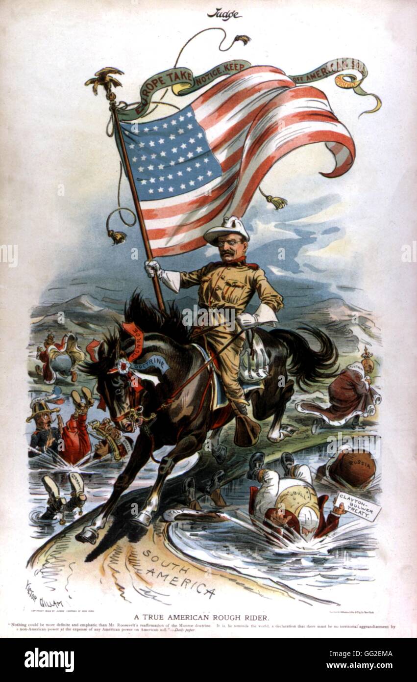 Vignetta satirica in "giudice". Theodore Roosevelt e la ruvida piloti 1903 guerra ispano-americana Washington. La biblioteca del congresso Foto Stock