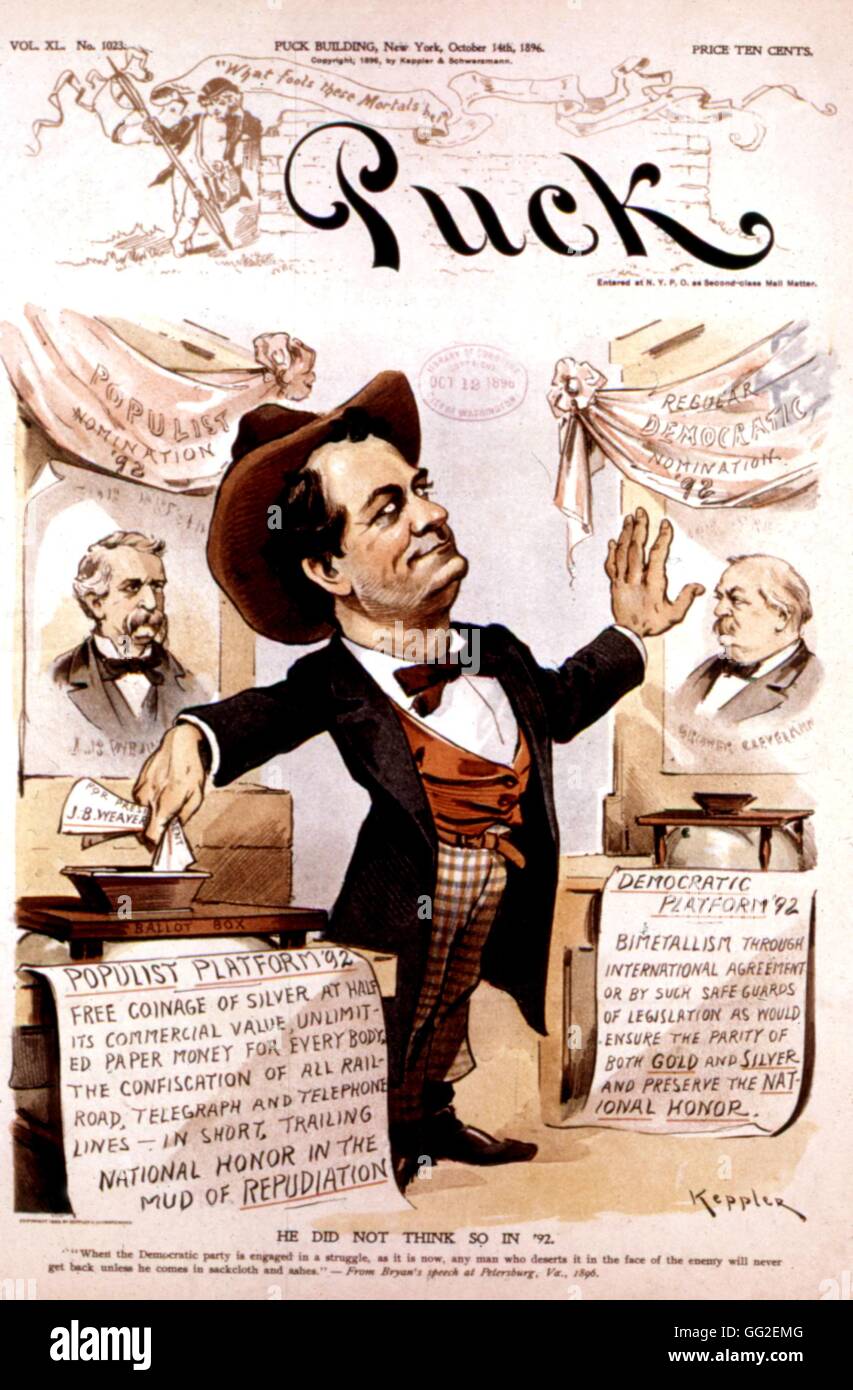Vignetta satirica in 'Puck' contro Bryan: "Egli non la pensano la stessa cosa nel 1892' 1896 Stati Uniti Washington. La biblioteca del congresso Foto Stock