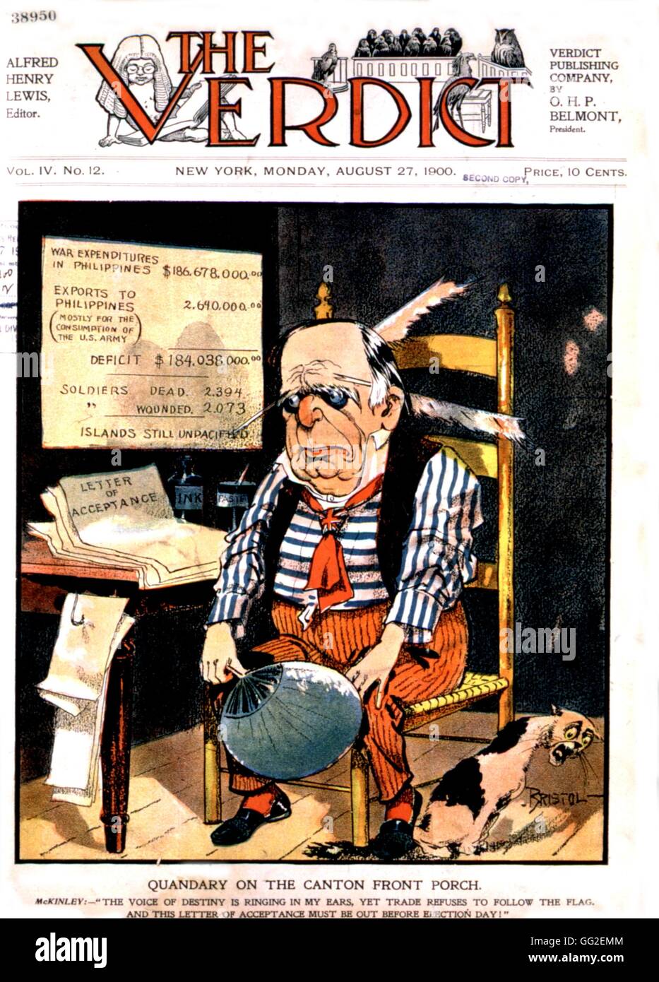 Vignetta satirica in 'Il verdetto'. Presidente McKinley e il costo della guerra nelle Filippine Agosto 1900 Stati Uniti Washington. La biblioteca del congresso Foto Stock