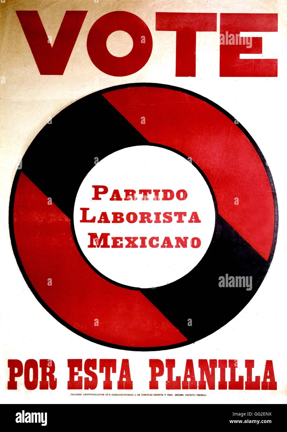 Poster del messicano Partito Laburista chiamata a votare per la sua lista di candidati c.1930 Messico Amsterdam. Istituto per la storia sociale Foto Stock