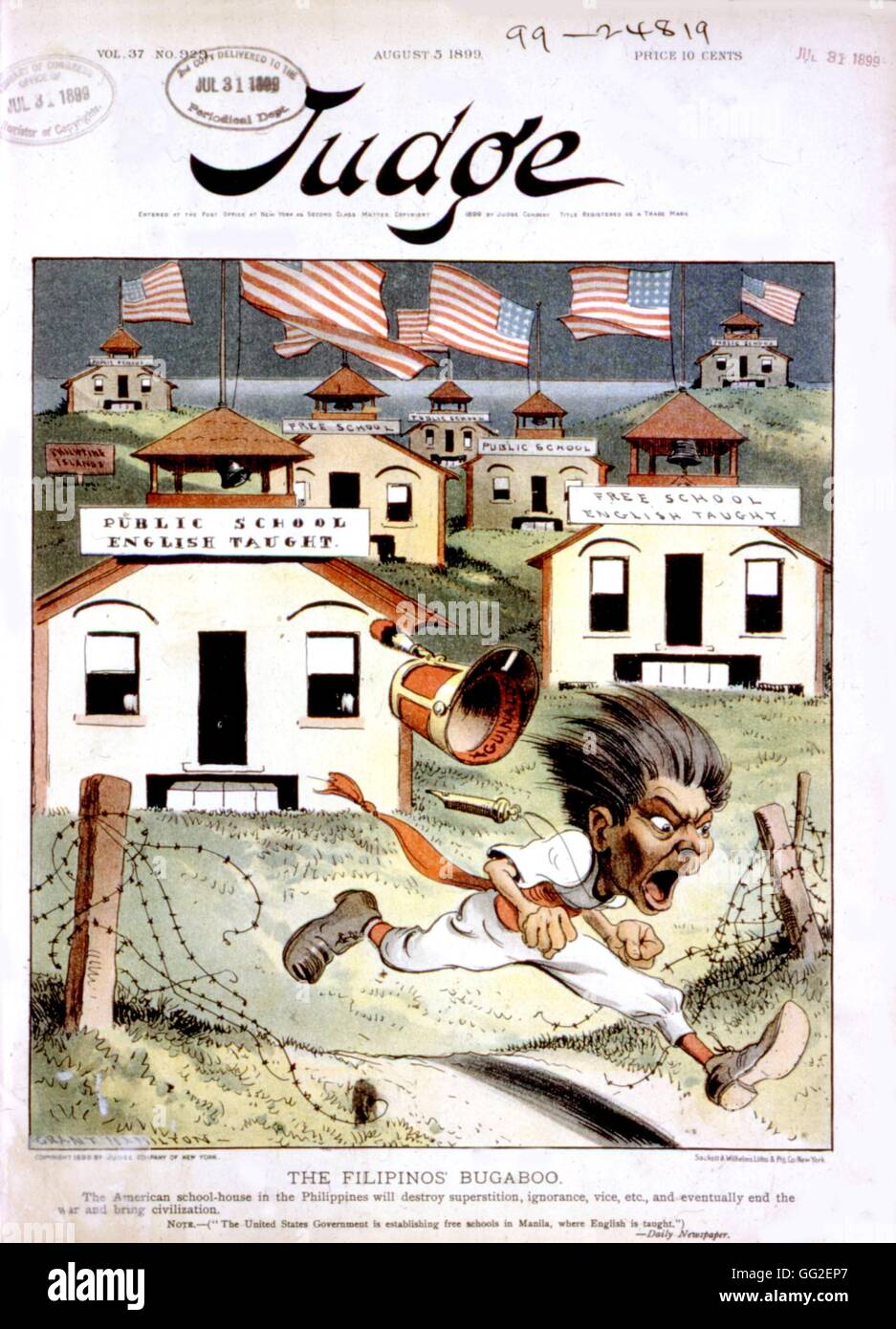Vignetta satirica in "giudice": nelle Filippine, l'inglese è insegnato in ogni scuola 1899 Stati Uniti Washington. La biblioteca del congresso Foto Stock