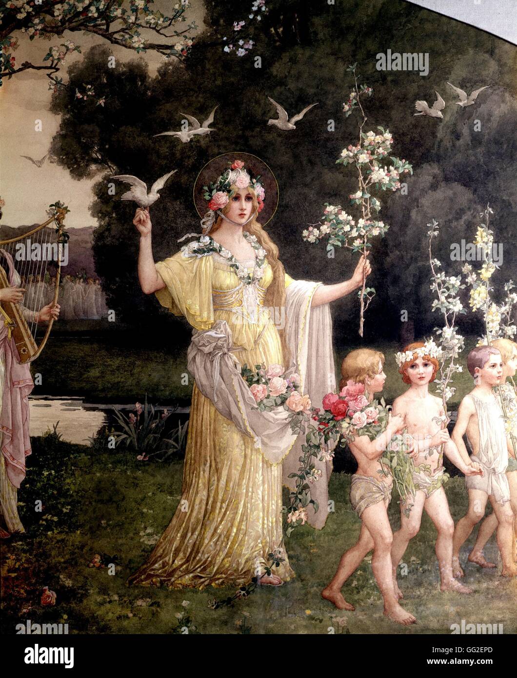 Flore processione (dettaglio) 1897 Elisabeth Sorel Mulhouse. Musée de l'impressione sur papier Foto Stock