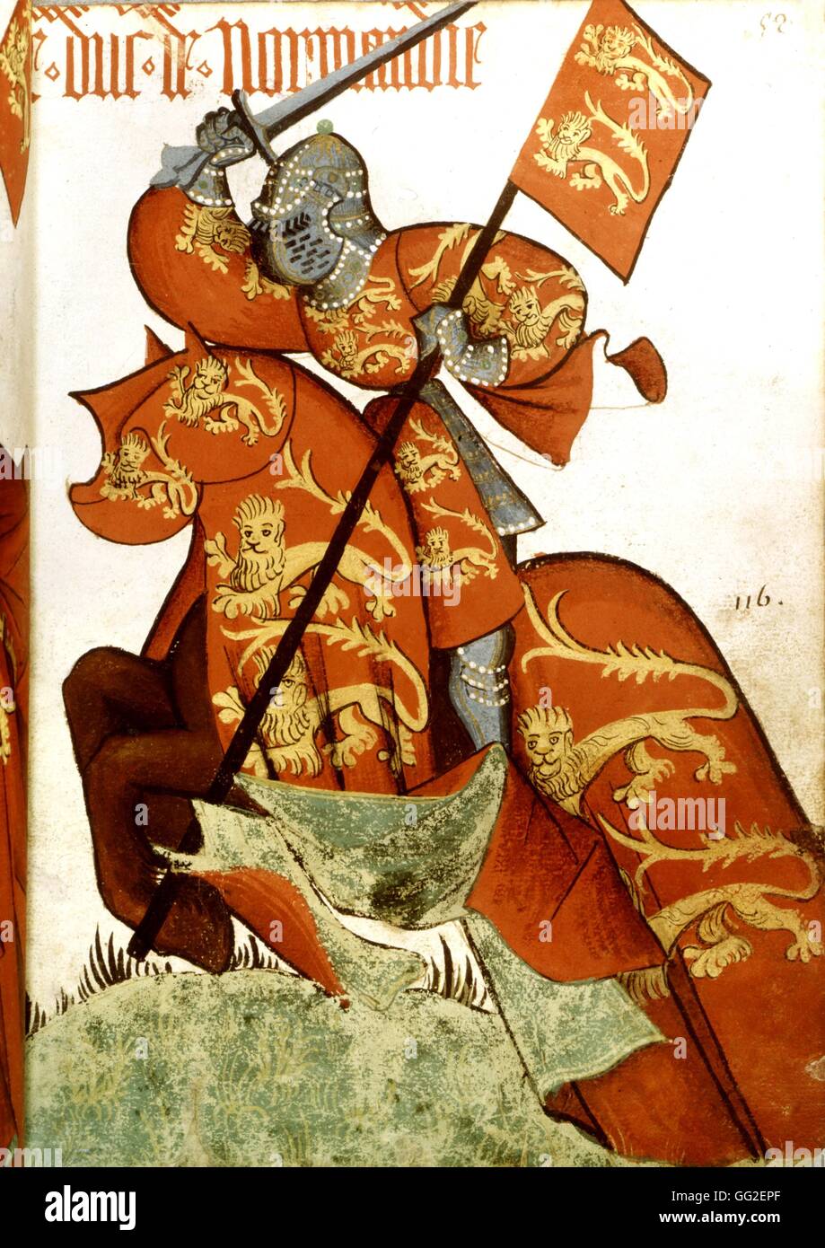 Miniaturizzato, armorial equestre del vello d'Oro (Fiandre, 1430/1461). Il duca di Normandia xv secolo Francia Parigi. Bibliothèque de l'ARSENAL Foto Stock