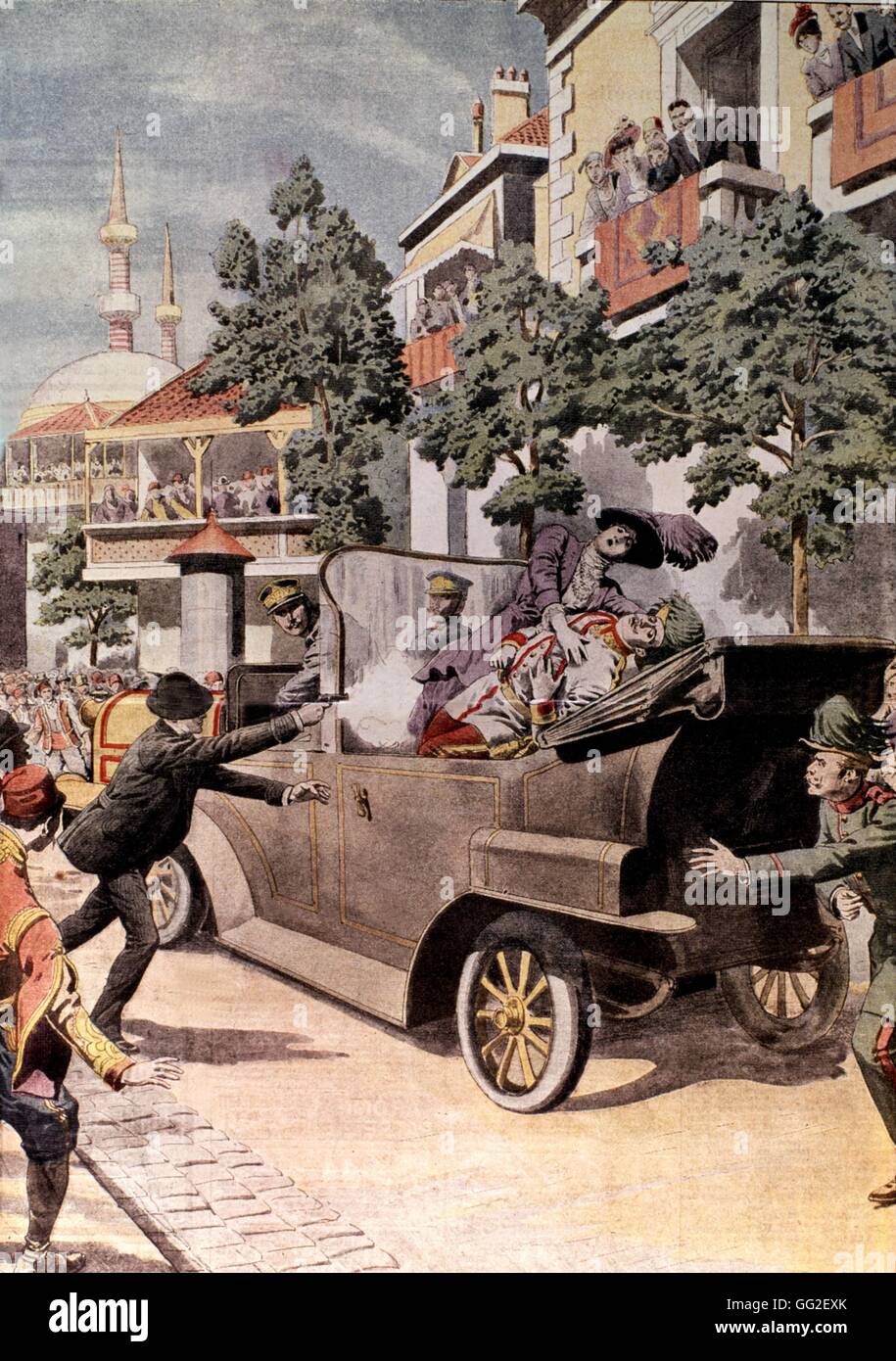 Assassinio di arciduca austriaco Franz Ferdinand, a Sarajevo, da uno studente serbo Giugno 28, 1914 La Jugoslavia Foto Stock