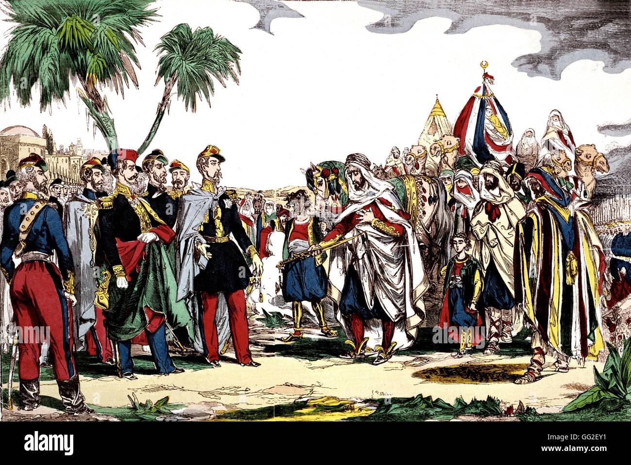 Conquista di Algeria, rinuncia di Abd el-Kader (1807-1883) nel 1847 1847 Algeria - Colonizzazione collezione privata Foto Stock