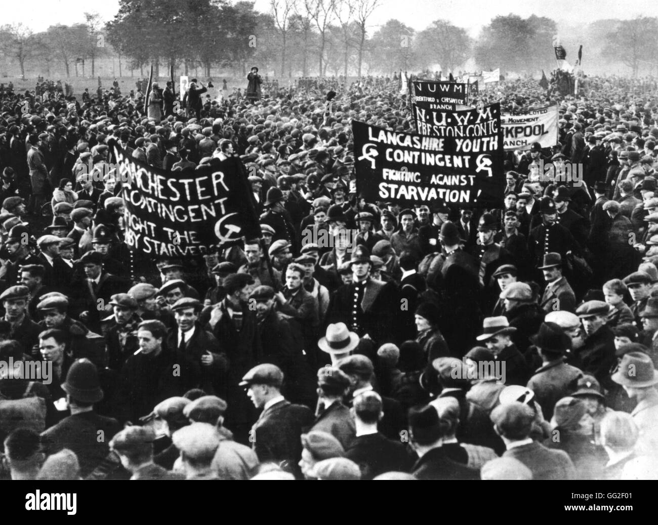 Londra, 'Fame dimostranti' a Hyde Park 1932 Gran Bretagna Foto Stock