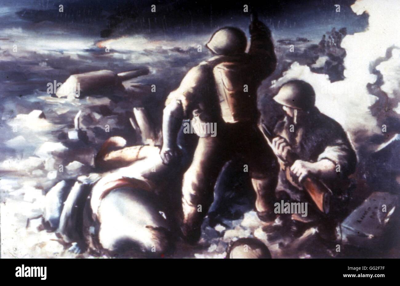 La pittura di David Lax. 'D-Day', la spiaggia di Omaha (sbarco in Normandia) 1944 II Guerra Mondiale U.S. Esercito Foto Stock