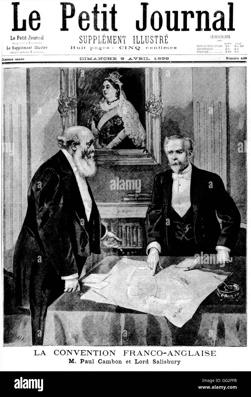 L'accordo Franco-English. Paul Cambon e signore Salisbury. In "Le Petit Journal' Aprile 9, 1899 Francia - Inghilterra Foto Stock