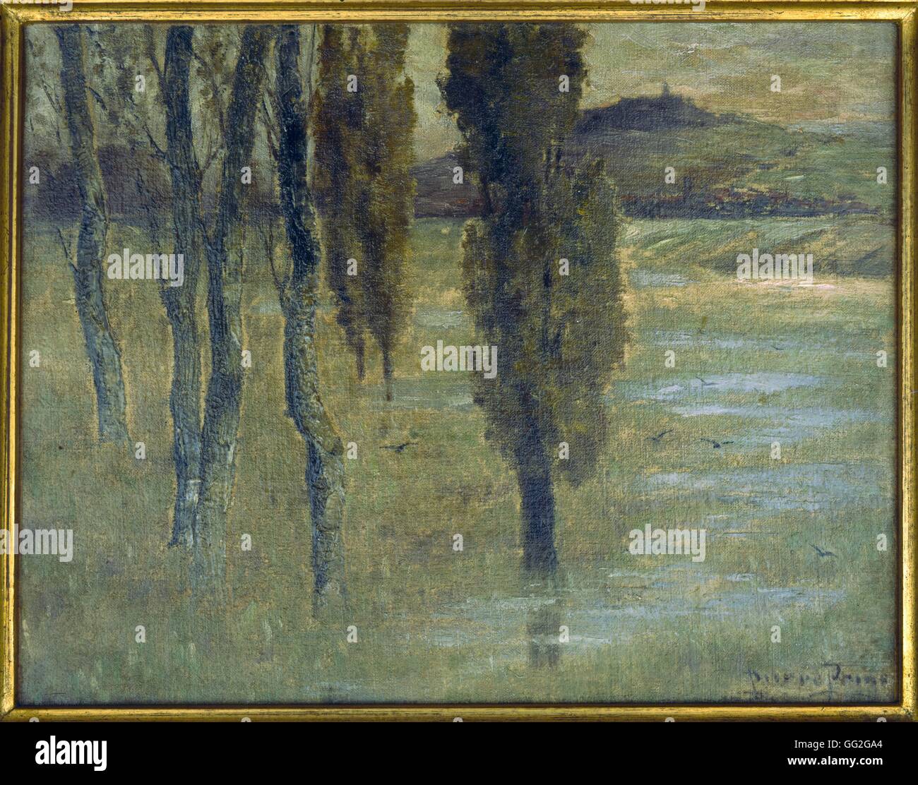 Pierre Ernest Prins scuola francese le inondazioni Les inondations Olio su tela (20 x 26 cm) Collezione privata Foto Stock