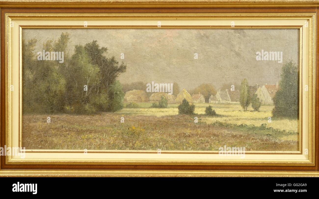 Pierre Ernest Prins scuola francese La Quercia prima della tempesta Le Chêne avant l'orage Olio su tela del XIX secolo (33 x 73 cm) Collezione privata Foto Stock